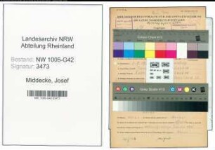 Entnazifizierung Josef Middecke , geb. 02.09.1900 (Maschinenfuehrer)