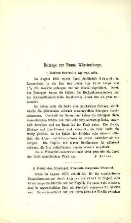 Beiträge zur Fauna Württembergs