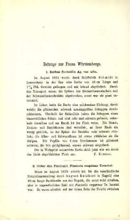 Beiträge zur Fauna Württembergs