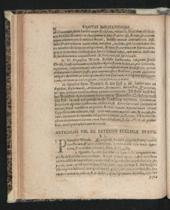Articulus VIII. de Externo Ecclesiae Statu.