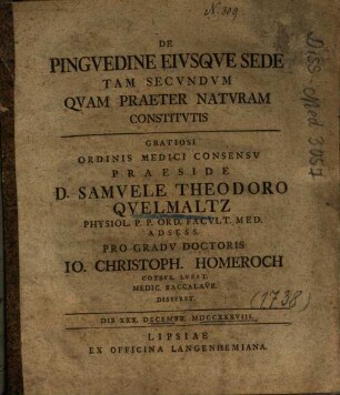 De Pingvedine Eivsqve Sede Tam Secvndvm Qvam Praeter Natvram Constitvtis