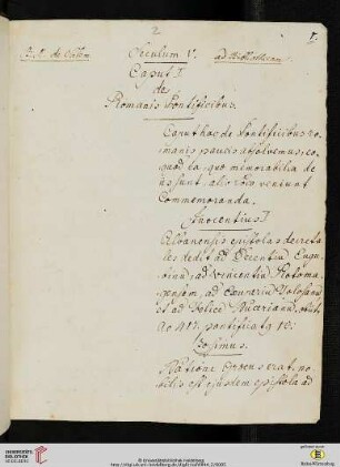 Seculum V. Caput I. de Romanis Pontificibus
