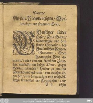 Vorrede An den Trewhertzigen/ Vorstendigen und frommen Leser.