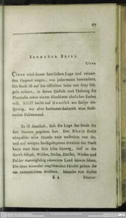 Sechster Brief. Cleve