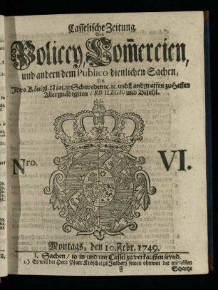 Nro. VI, Montags, den 10. Febr. 1749