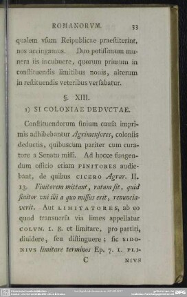 §. XIII. 1) Si Coloniae Deductae
