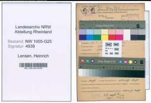 Entnazifizierung Heinrich Lensen , geb. 30.04.1890 (Haendler)