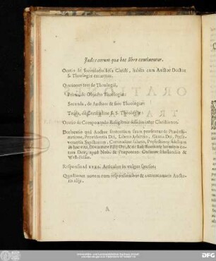 Index eorum quae hoc libro continentur.
