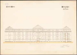 Medizinische Klinik der Philipps-Universität Marburg: Aufriss Rückansicht 1:100