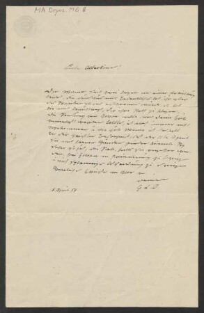Brief an Albertine Mendelssohn-Bartholdy : 08.04.1858