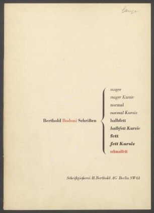 Berthold Bodoni Schriften, Probe Nr. 342