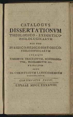 Continuatio XXXIV. Lipsiae M DCC XLVIII.