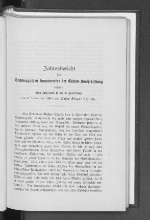 Jahresbericht des Hamburgischen Hauptvereins der Gustav=Adolf=Stiftung erstattet beim Jahresfeste in der St. Jacobikirche am 6. November 1901 von Pastor Edgar Schultze.