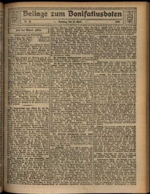 Zweite Ausgabe vom Sonntag, den 15. April 1928.