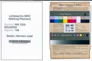 Entnazifizierung Hermann Josef Becker , geb. 04.04.1886 (Bergbauangestellter)