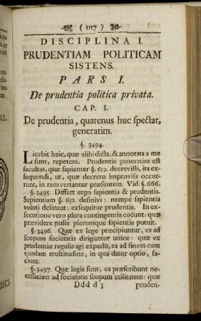 Disciplina I. Prudentiam Politicam Sistens.