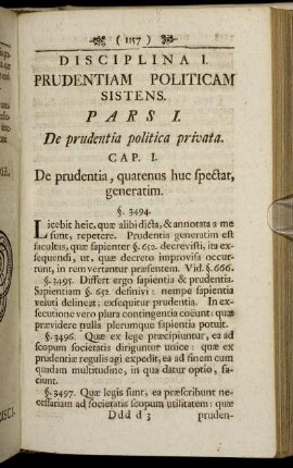 Disciplina I. Prudentiam Politicam Sistens.
