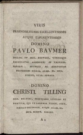 Viris praenobilissimis excellentissimis atque experientissimis domino Paulo Baumer ...