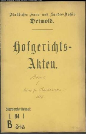 Bossel, Rotger zu Herford gegen Christoph Meier zu (Nieder-) Barkhausen - Schuldforderung