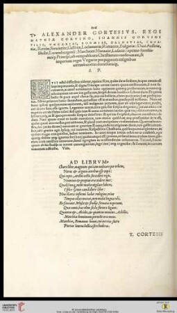 T. Alexander Cortesivs, Regi Mathiae Corvino, Ionannis Corvini filio [...]