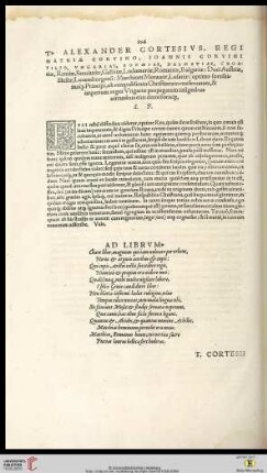 T. Alexander Cortesivs, Regi Mathiae Corvino, Ionannis Corvini filio [...]