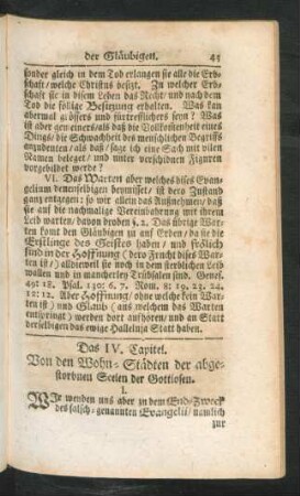 Das IV. Capitel. Von den Wohn-Städten der abgestorbnen Seelen der Gottlosen