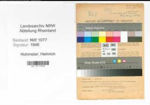 Entnazifizierung Heinrich Hohmeier , geb. 03.11.1910 (Polizist)