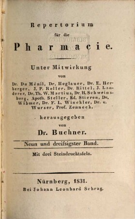 Repertorium für die Pharmacie, 39. 1831
