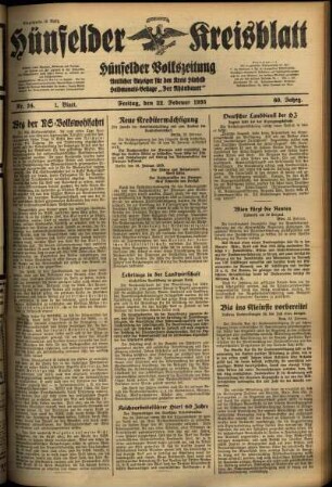 Erste Ausgabe vom Freitag, den 22. Februar 1935.