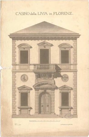 Prandtl, Carl; Florenz, Rom, Mantua (Italien); Innsbruck (Österreich); Studentenarbeiten - Casino della Livia in Florenz (Aufriss)