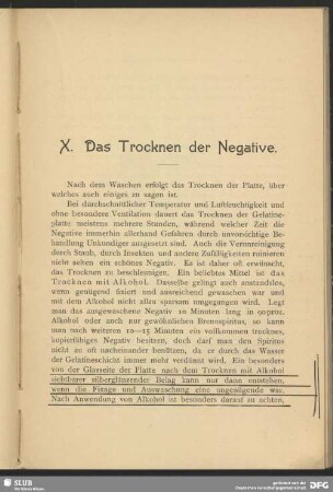 X. Das Trocknen der Negative