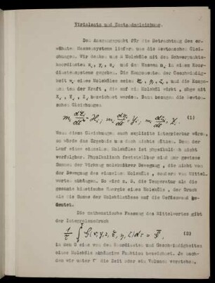 I. Teil: Virialsatz und Zustandsgleichung.
