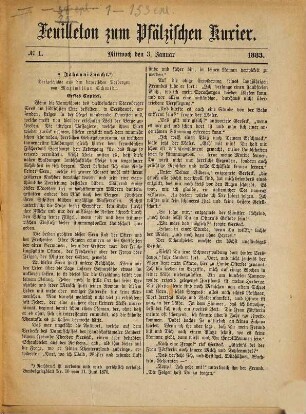 Pfälzischer Kurier. Feuilleton zum Pfälzischen Kurier. 1883 = Jg. 16