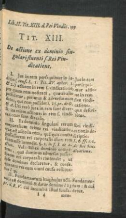 Tit. XIII. De actione ex dominio singulari fluenti s. Rei Vindicatione