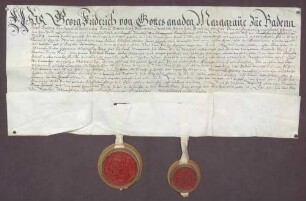 Markgraf Friedrich V. von Baden-Durlach und Graf Johann Jakob von Eberstein für sich und als Vormund seines Brudersohns Philipp von Eberstein versprechen sich Aufrechterhaltung des Burgfriedens von 1505