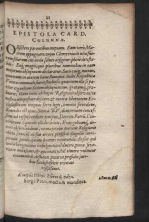 Epistola Card. Columnae.
