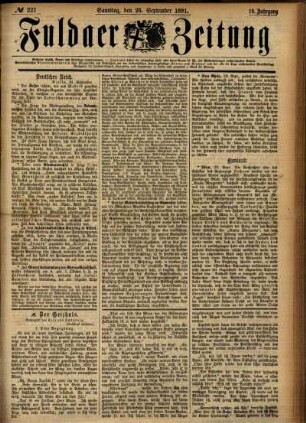 Zweite Ausgabe vom Freitag, den 25. September 1891.