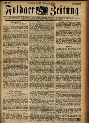 Zweite Ausgabe vom Freitag, den 25. September 1891.