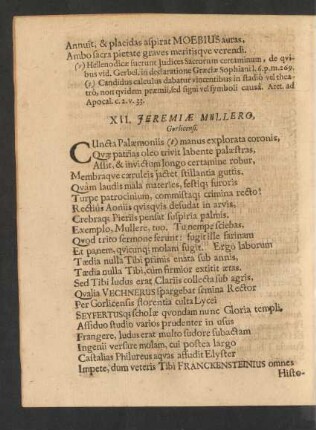XII. Jeremiae Müllero, Gerlicensi.