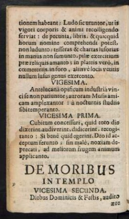 De Moribus In Templo