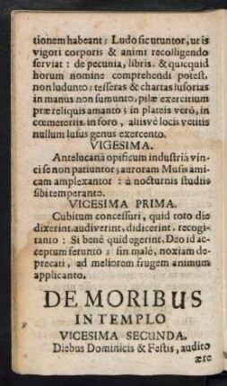 De Moribus In Templo