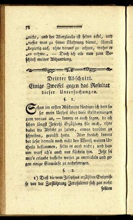 Dritter Abschnitt. Einige Zweifel gegen das Resultat dieser Untersuchungen.