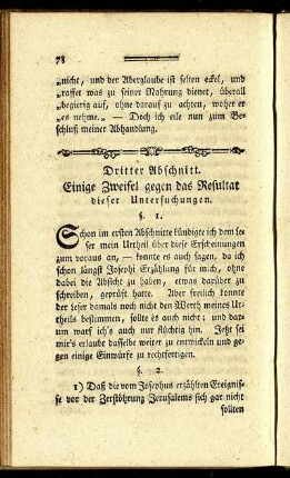 Dritter Abschnitt. Einige Zweifel gegen das Resultat dieser Untersuchungen.