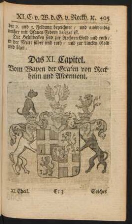 Das XI. Capitel. Vom Wapen der Grafen von Reckheim und Aspermont