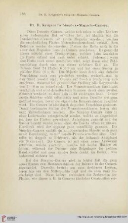 Dr. R. Krügener's Simplex-Magazin-Camera