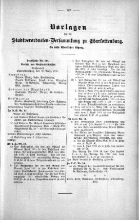In nicht öffentlicher Sitzung (104), 29. März 1911