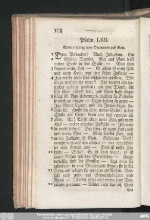 Psalm LXII. Ermunterung zum Vertrauen auf Gott.