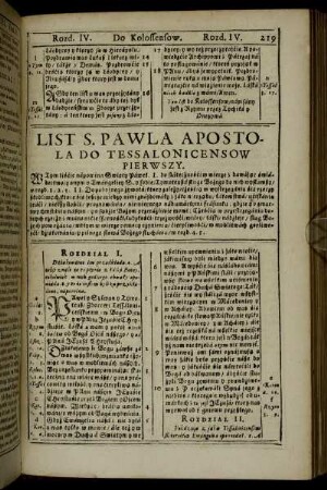 List Swietego Páwlá Apostola Do Tessálonicensow Pierwszy