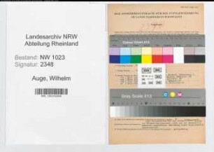 Entnazifizierung Wilhelm Auge , geb. 04.06.1900 (Oberinspektor)