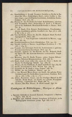 Catalogues de Bibliothèques, Musique et Almanachs